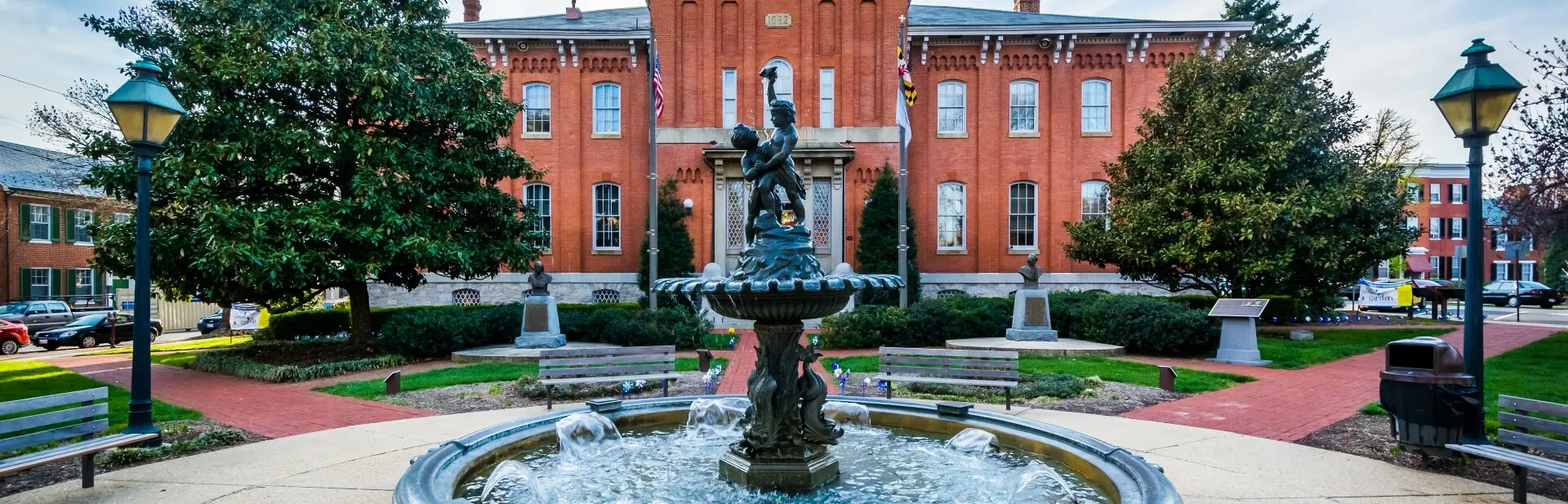 large fountain located in frederick maryland