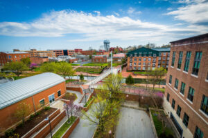 aerial view of the the city of Frederick