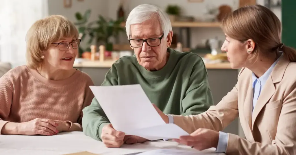 older couple discussing trusts with a professional