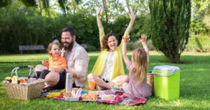 Family enjoying a picnic in the park
