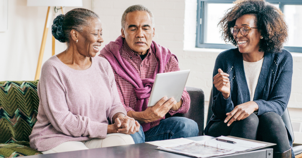 An older couple learning the difference between a revocable trust vs. irrevocable trust